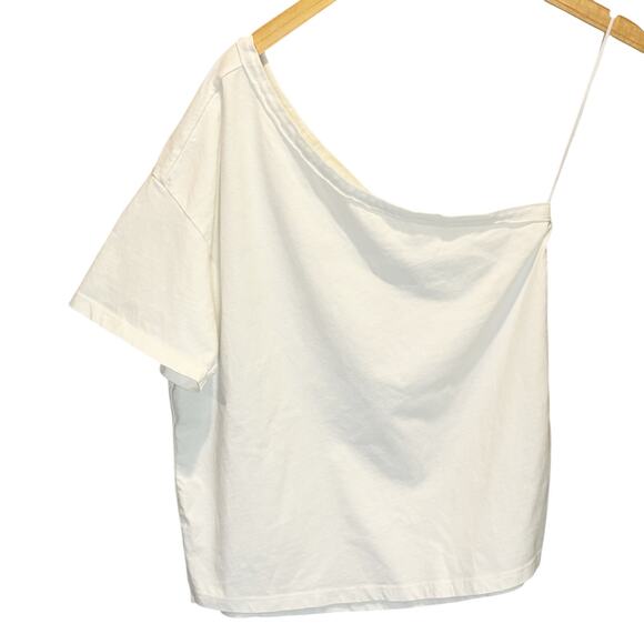 Anthropologie Pilcro White One Shoulder Short Sleeve Tee - size Medium - Picture 3 of 6